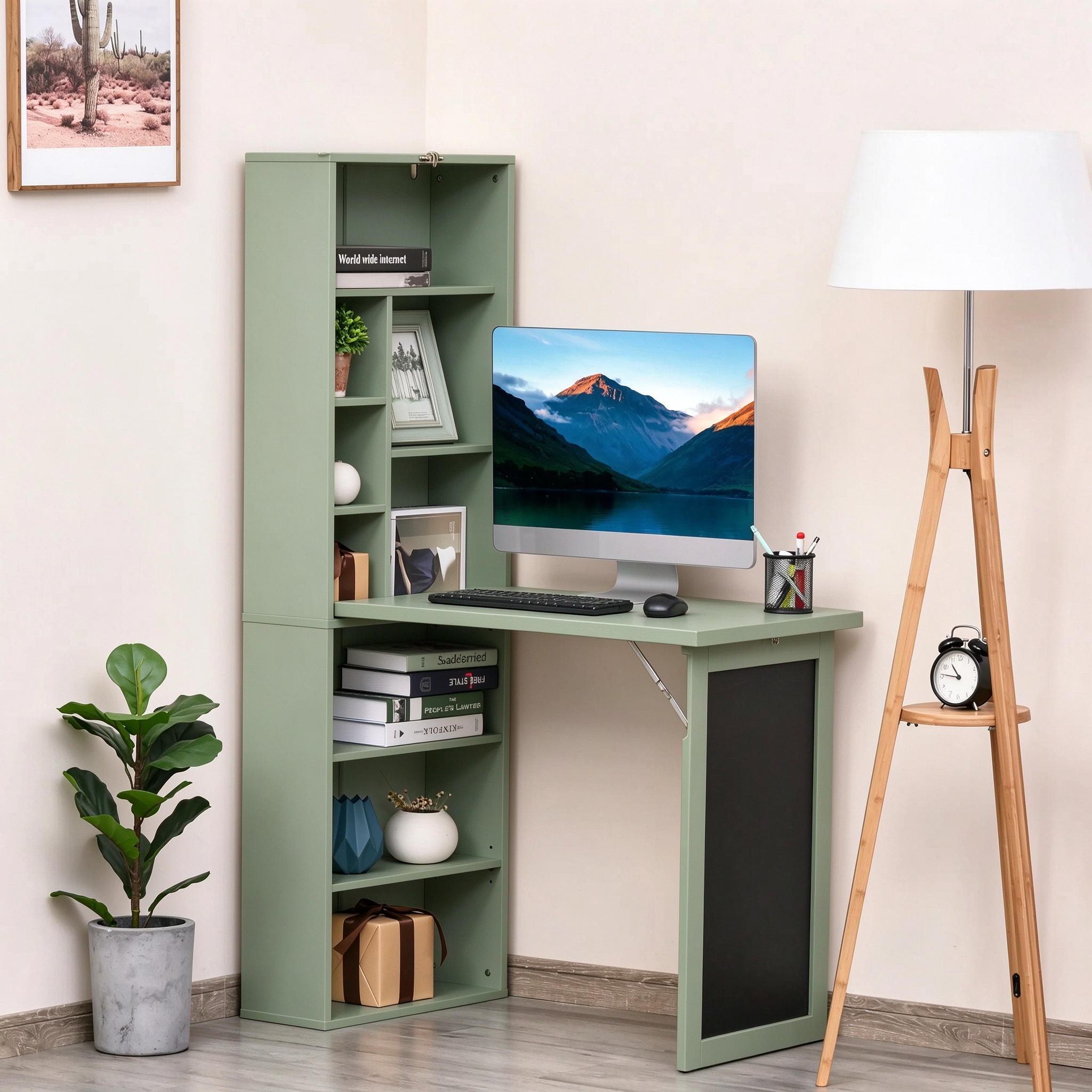 Fold-out Convertible Wall Mount Writing Desk Cabinet