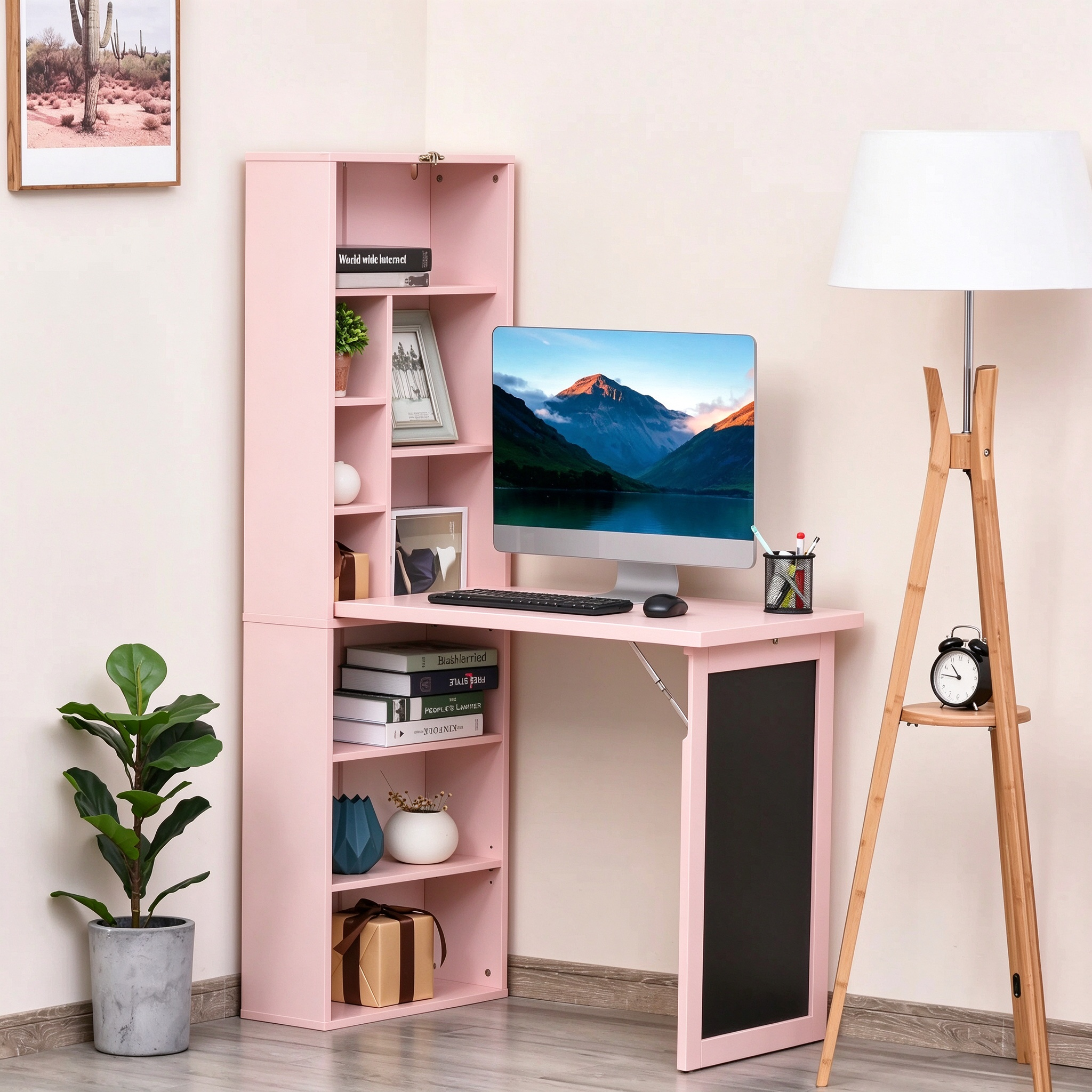 Fold-out Convertible Wall Mount Writing Desk Cabinet