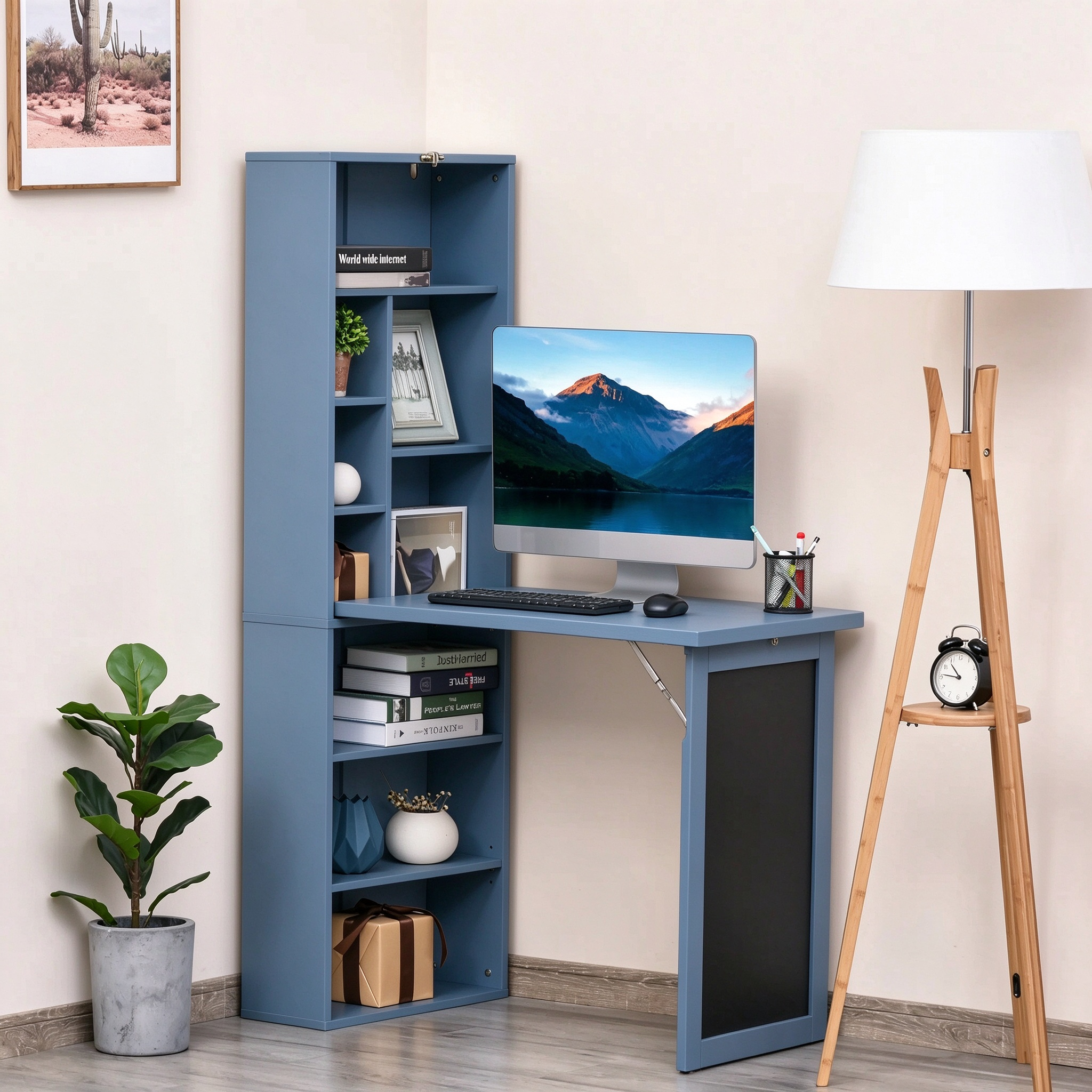 Fold-out Convertible Wall Mount Writing Desk Cabinet