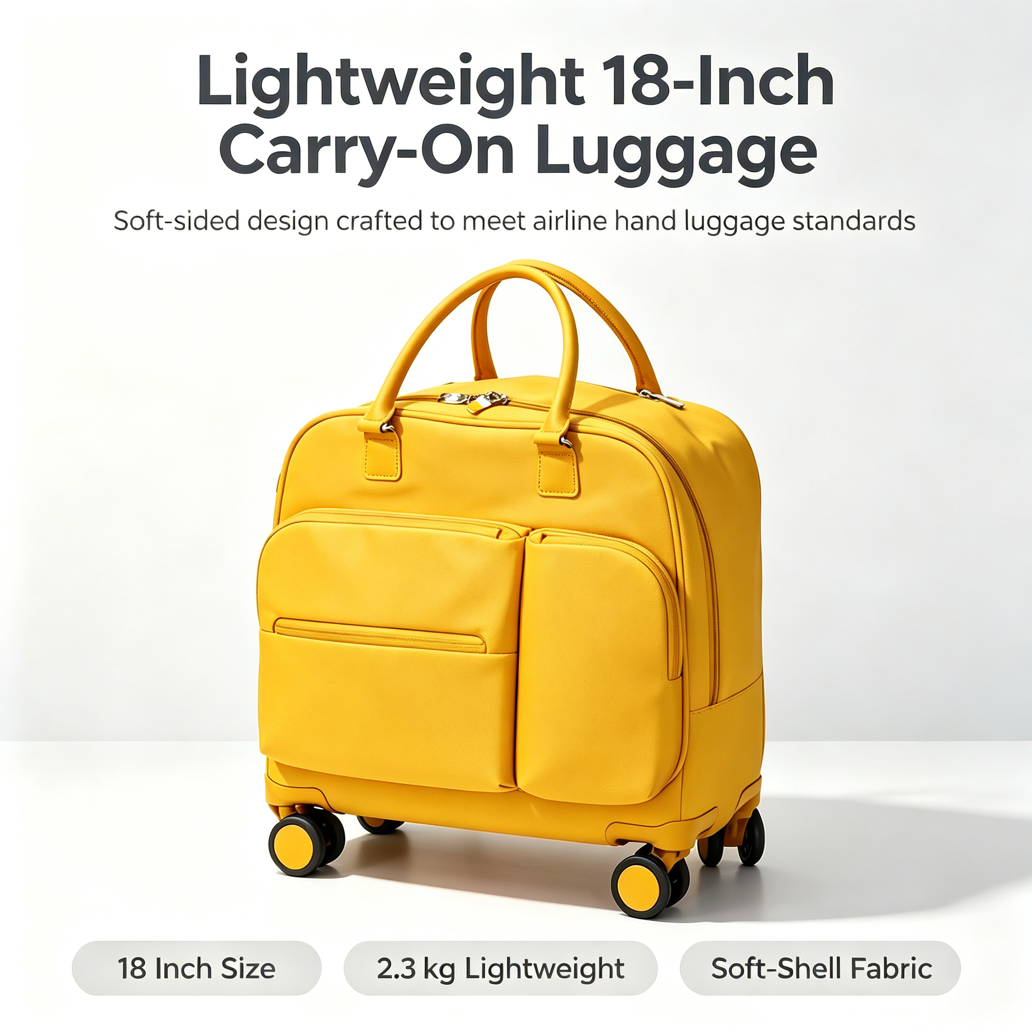 18 Inch Lightweight Wheeled Luggage — For Travel, Business & Daily Use.