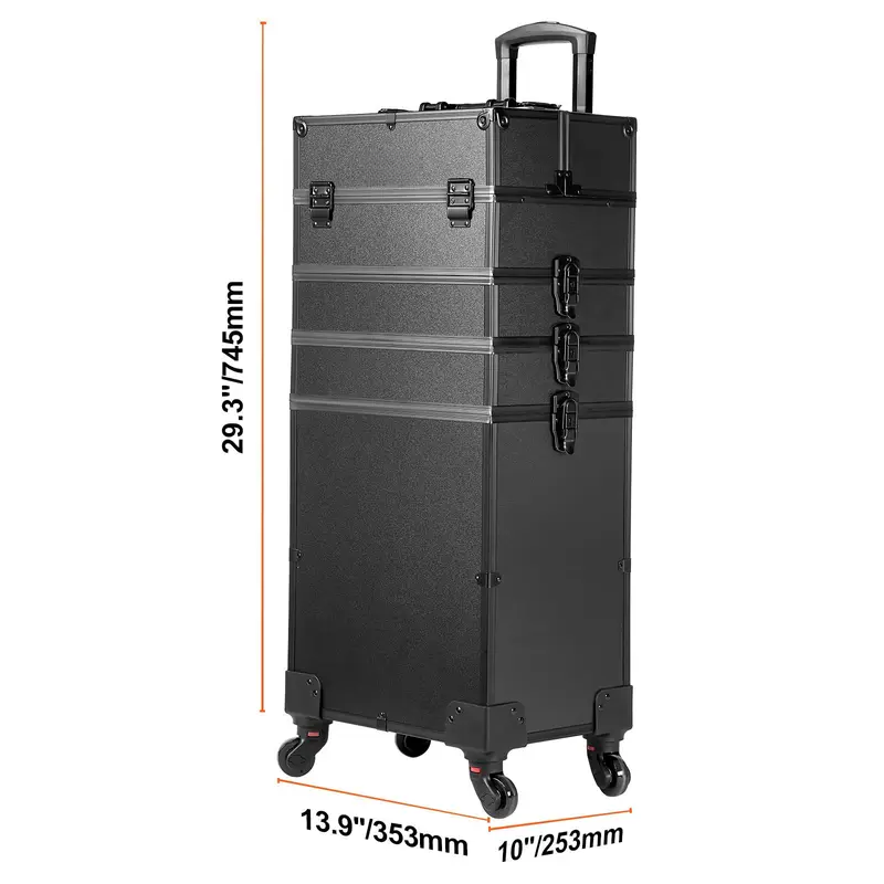 VEVOR 5-in-1 Professional Makeup Train Case - Black