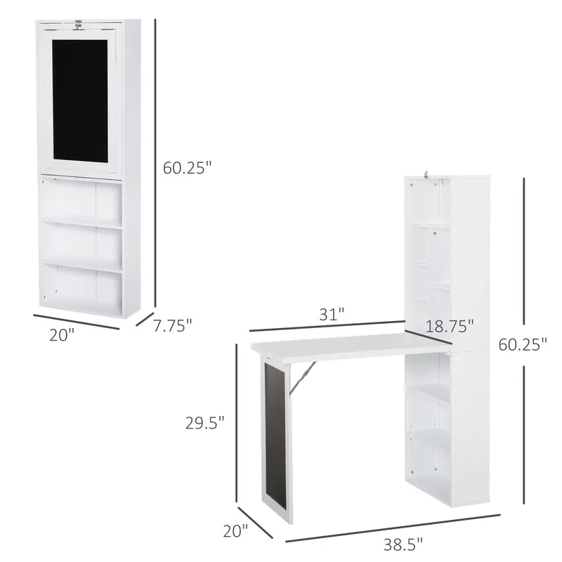 Fold-out Convertible Wall Mount Writing Desk Cabinet