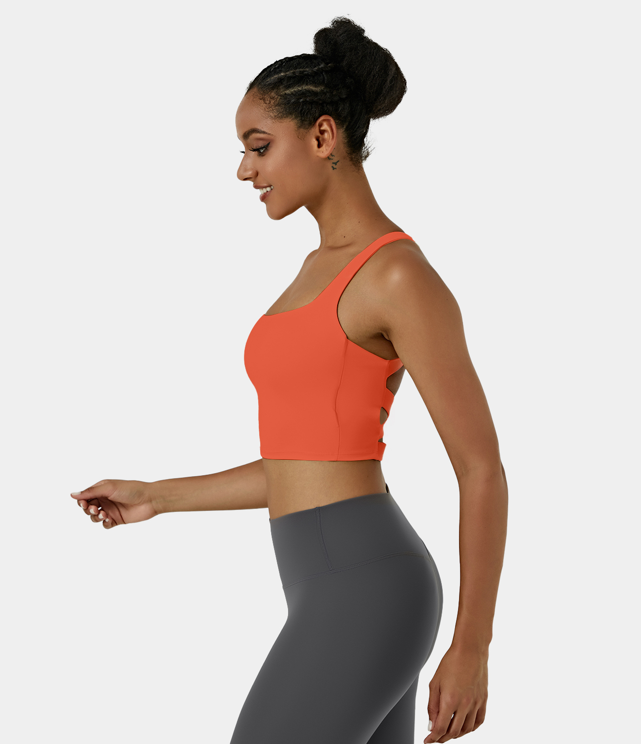 Airy Square Neck Backless Crisscross Cropped Yoga Tank Top-UPF50+