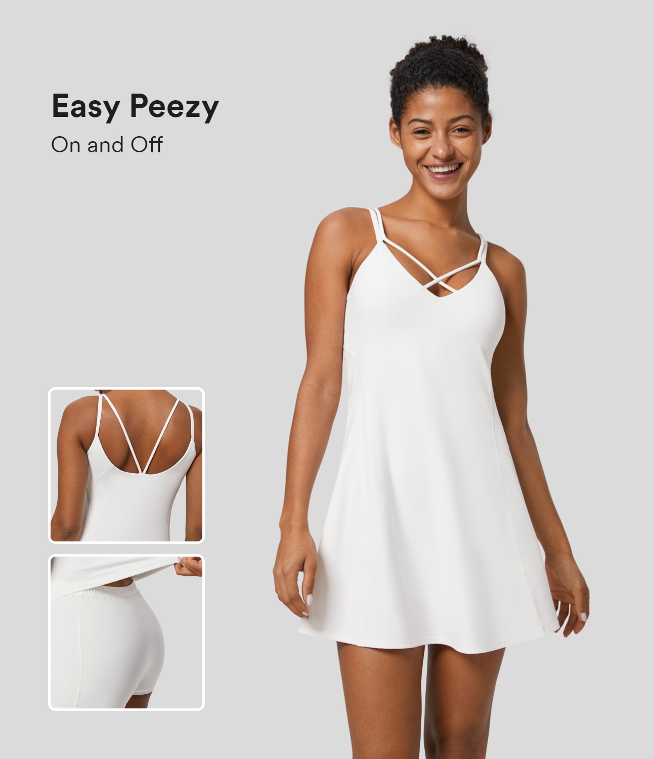 Plush Crisscross Backless 2-in-1 Pocket Mini Slip Active Dress-Easy Peezy Edition