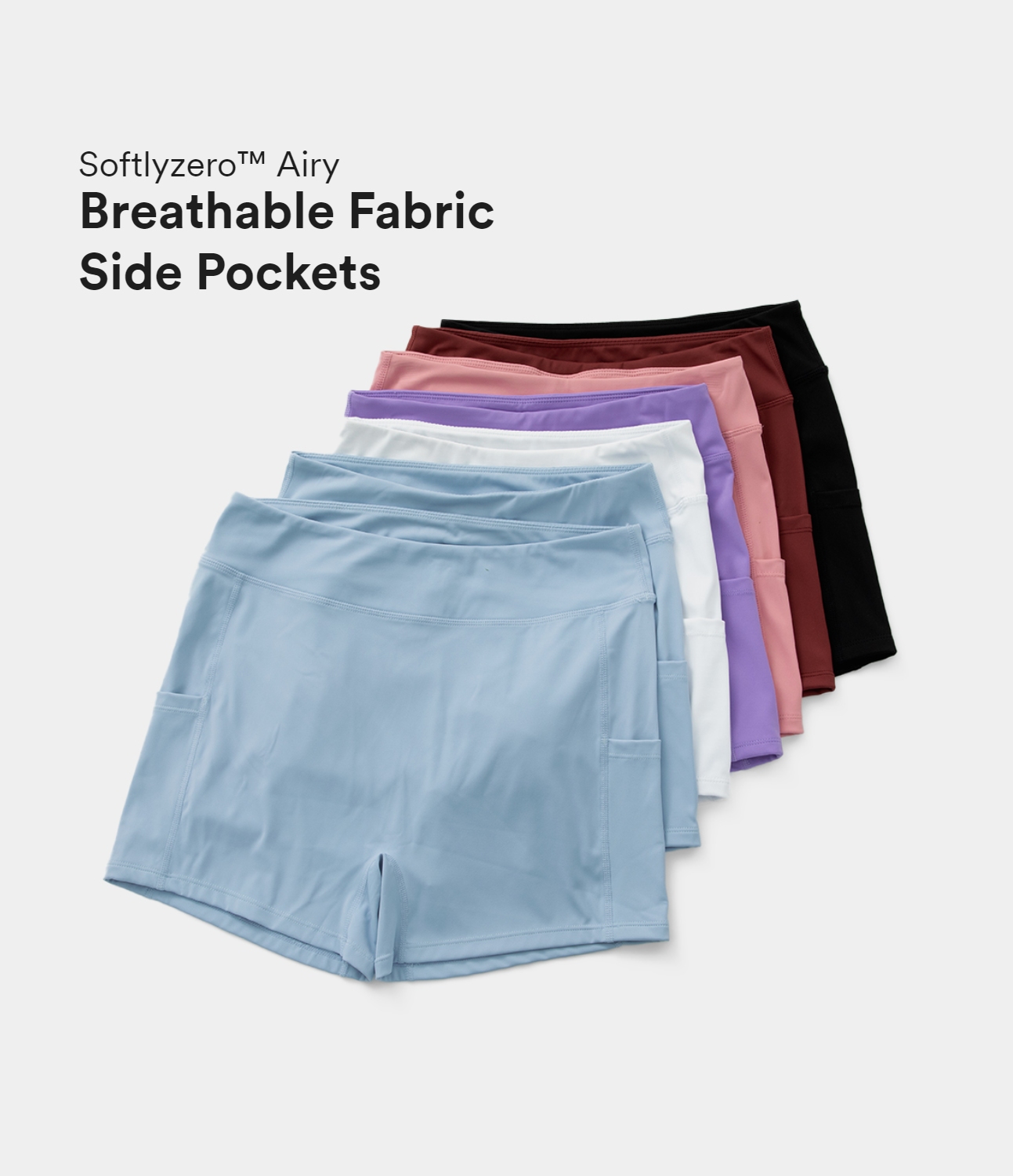 Airy High Waisted Side Pocket Plain Yoga Shorts 3.5"-UPF50+