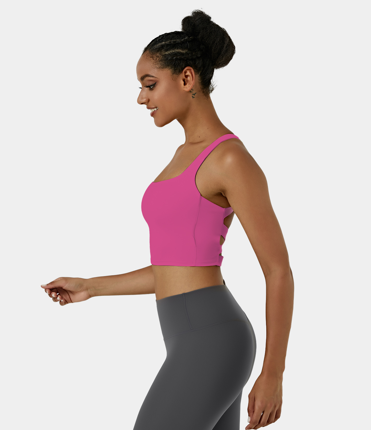 Airy Square Neck Backless Crisscross Cropped Yoga Tank Top-UPF50+