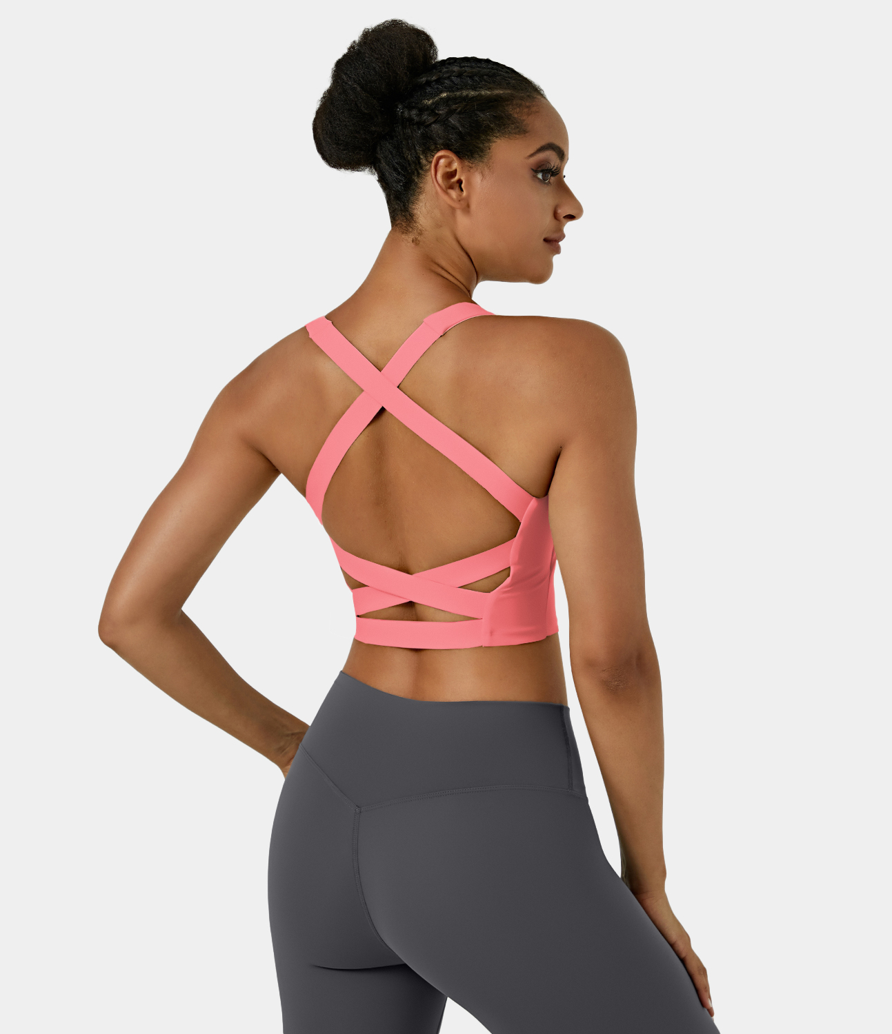 Airy Square Neck Backless Crisscross Cropped Yoga Tank Top-UPF50+