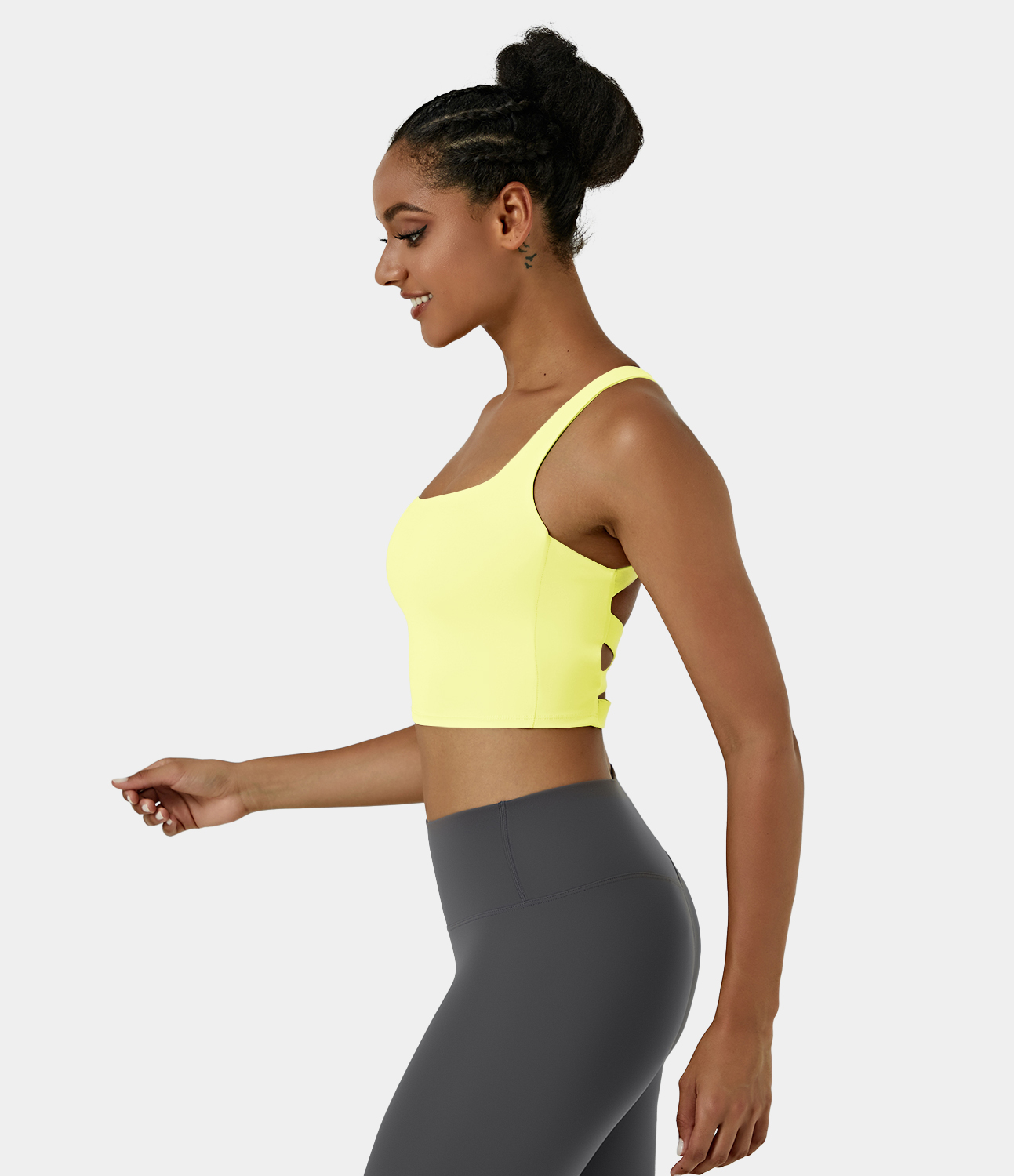 Airy Square Neck Backless Crisscross Cropped Yoga Tank Top-UPF50+