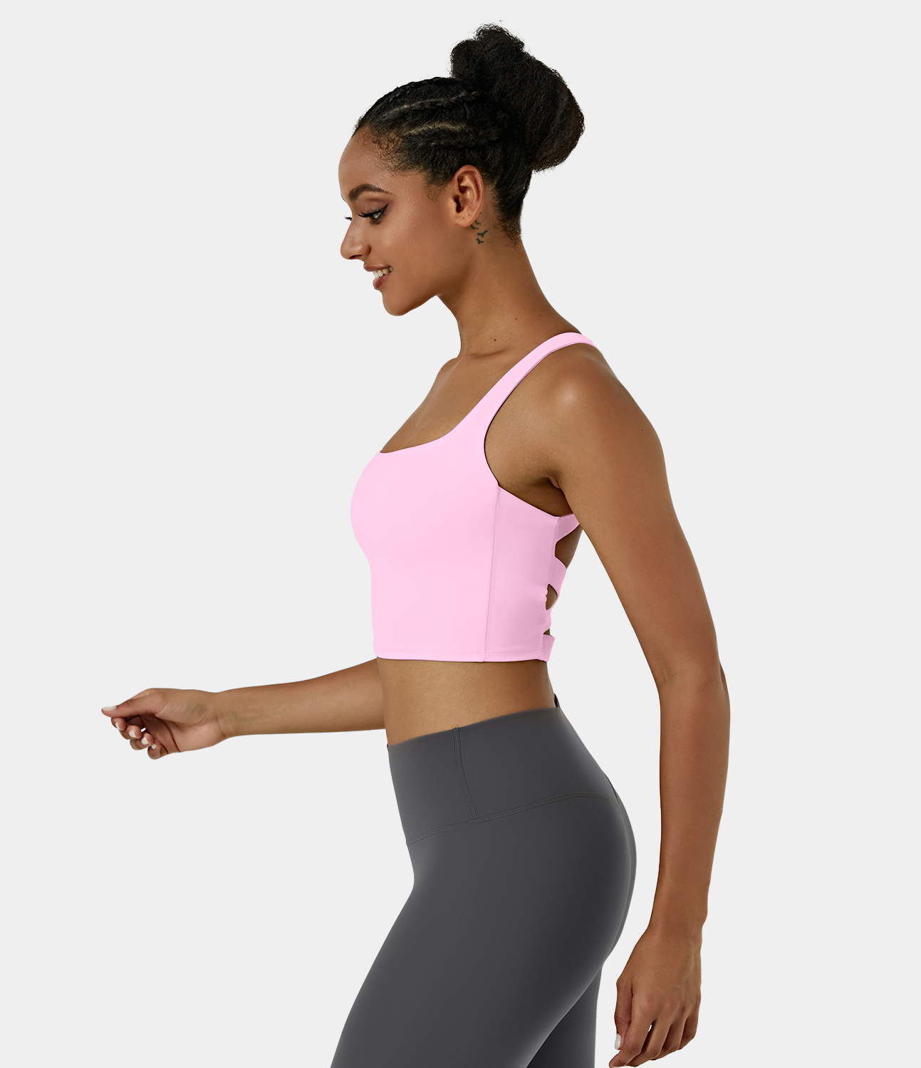 Airy Square Neck Backless Crisscross Cropped Yoga Tank Top-UPF50+