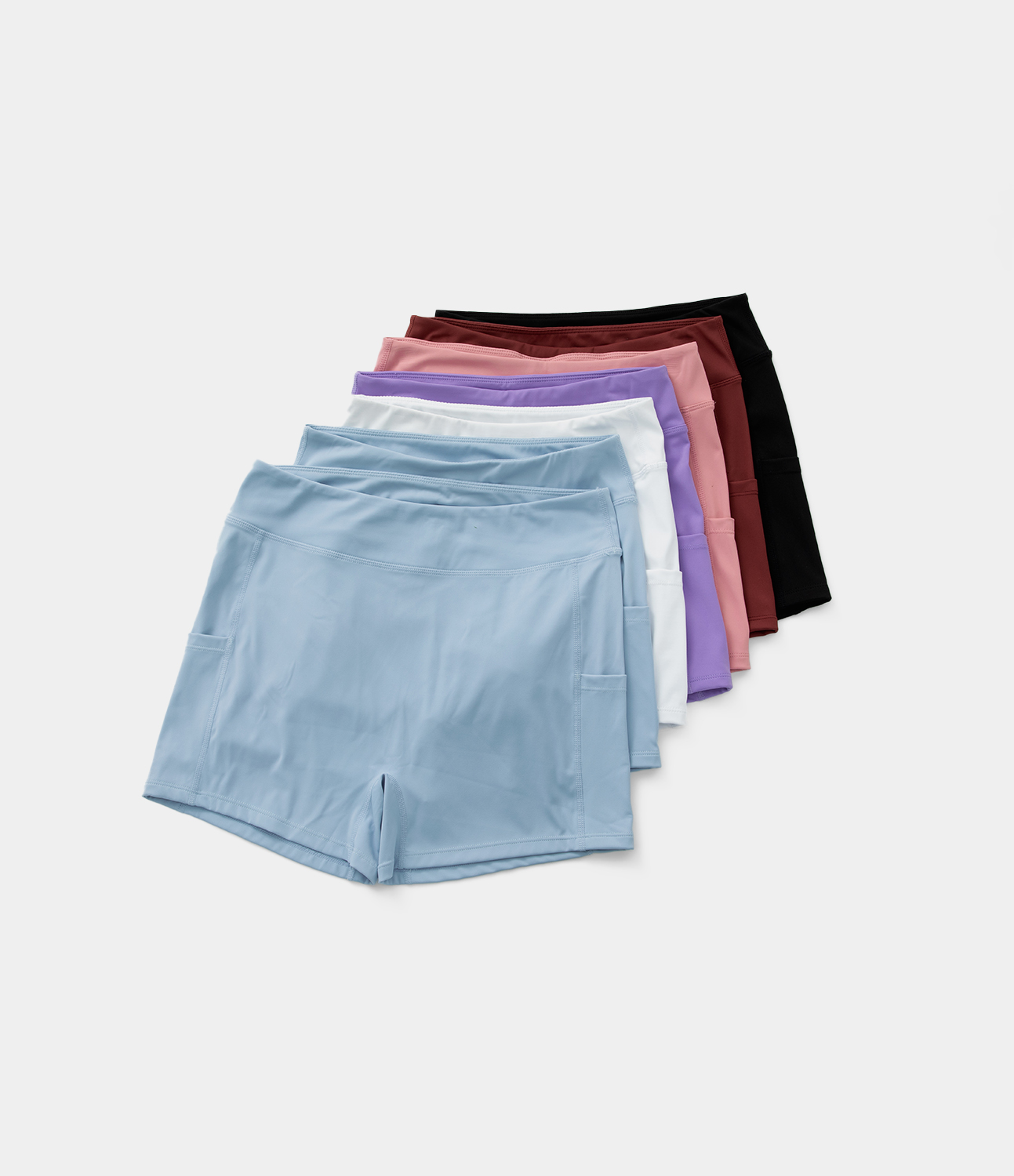 Airy High Waisted Side Pocket Plain Yoga Shorts 3.5"-UPF50+
