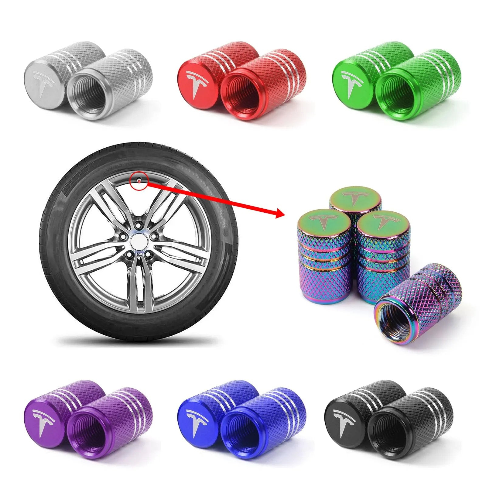 Tesla Valve Stem Caps (4 Pcs)