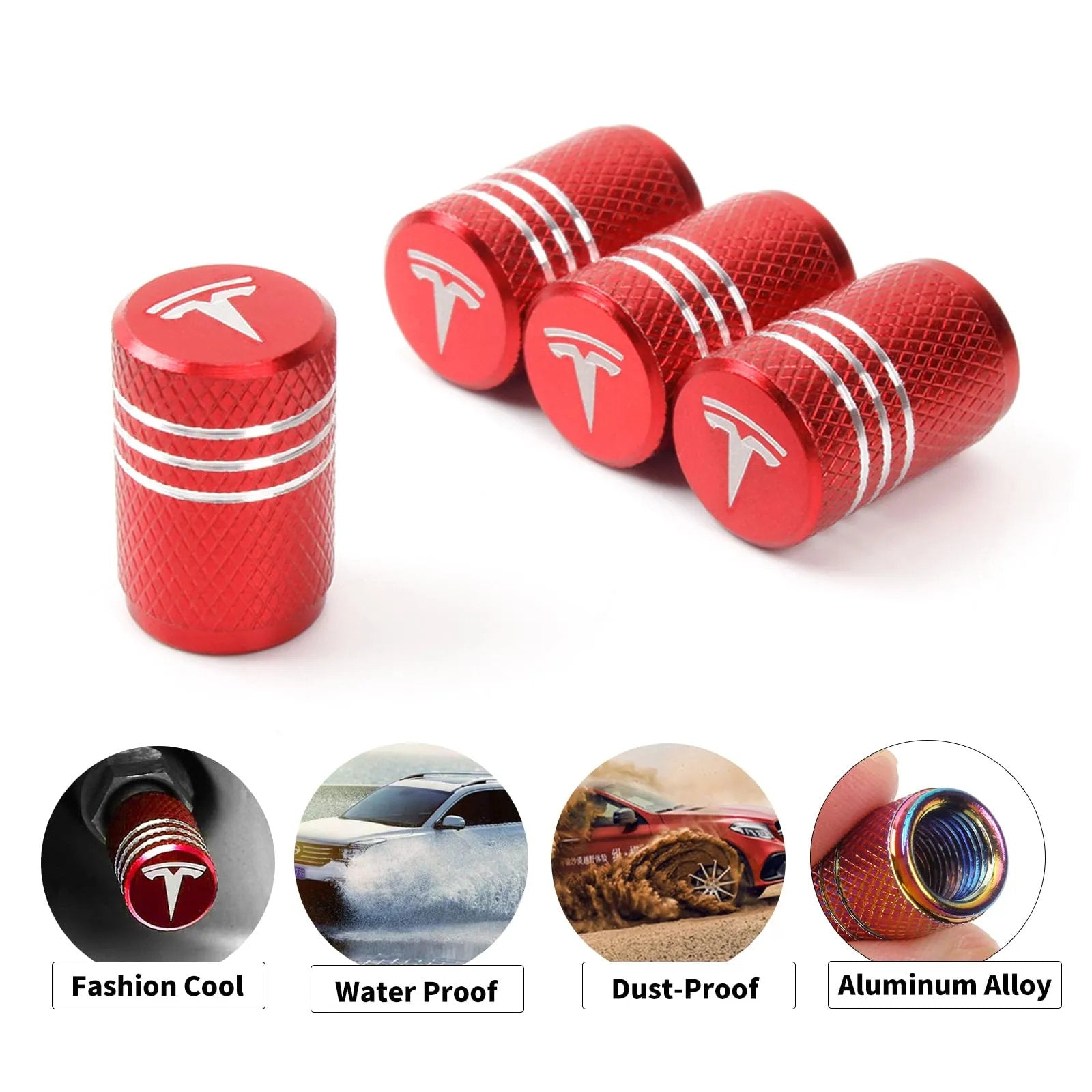 Tesla Valve Stem Caps (4 Pcs)