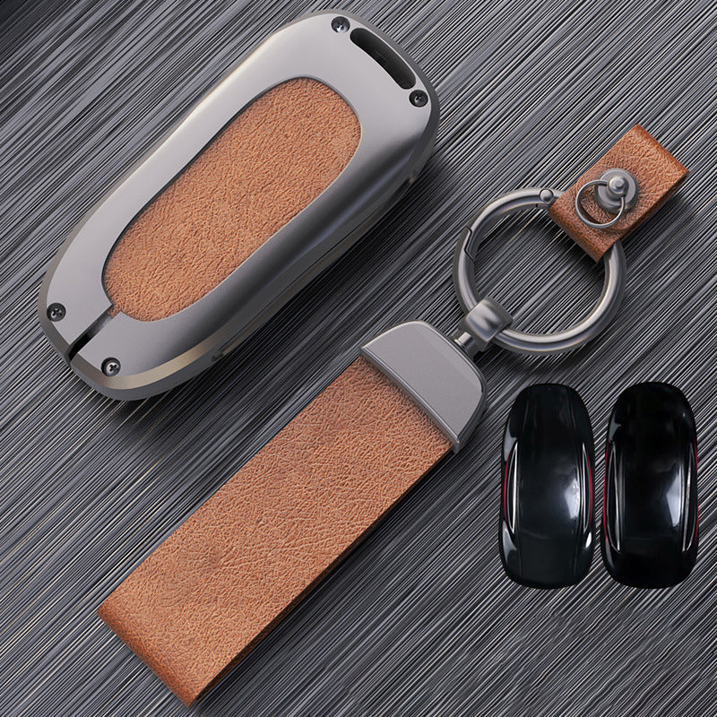 Tesla Model X Key Fob Cover - Aluminum Alloy Protective Case Model X Brown