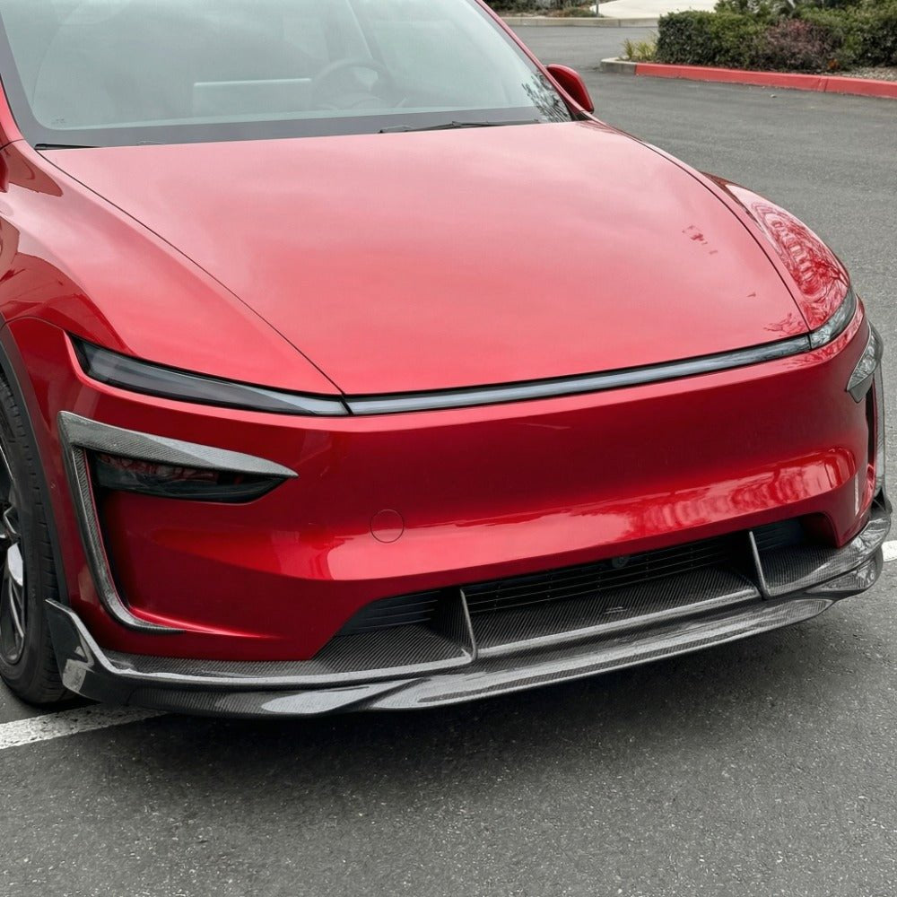 2025+ Model Y Juniper Carbon Fiber Front Lip Splitterc- High Performance Exterior Upgrade (Glossy/Matte)
