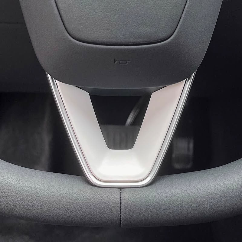 Steering Wheel Trim Cover for Tesla Model 3 Highland Model Y Juniper（Combo pack） V-Shaped Cap White