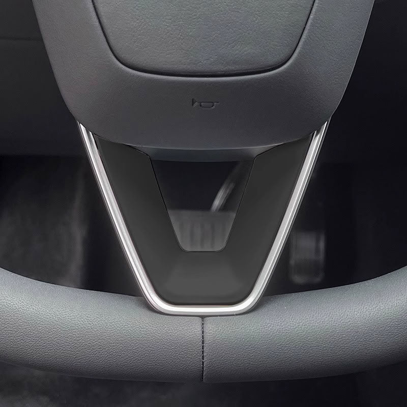 Steering Wheel Trim Cover for Tesla Model 3 Highland Model Y Juniper（Combo pack） V-Shaped Cap Black