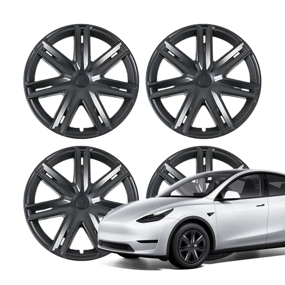 18″ 19″ Wheel Covers For Tesla Model 3/Y (4PCS) – Full Rim Coverage, Easy Snap-On Installation Dark Gray