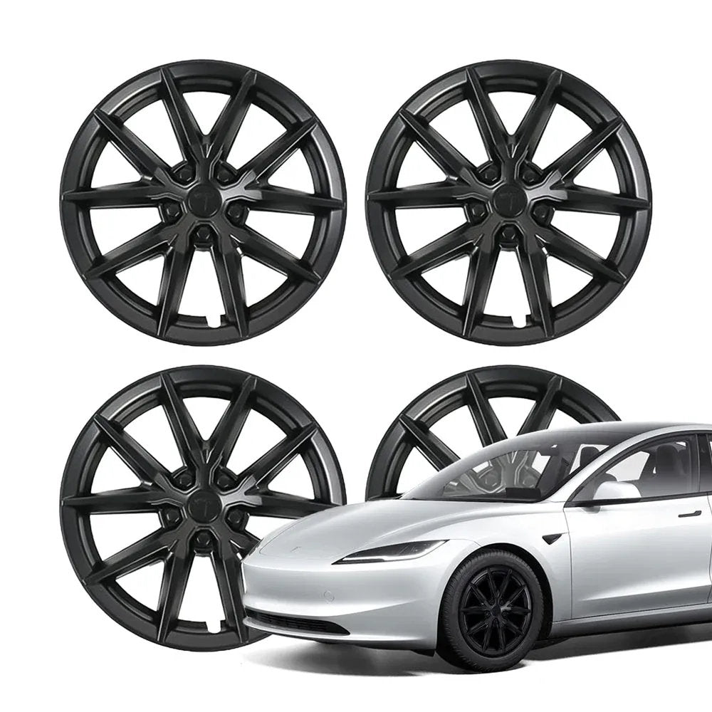 18″ 19″ Wheel Covers For Tesla Model 3/Y (4PCS) – Full Rim Coverage, Easy Snap-On Installation Matte Black