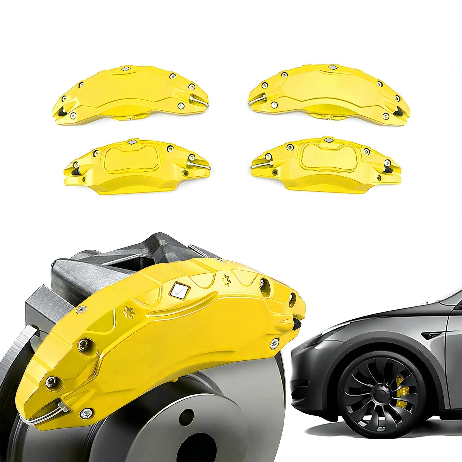 Upgraded Tesla Model 3/Y Brake Caliper Covers – for 18-21 Inch Wheels Yellow
