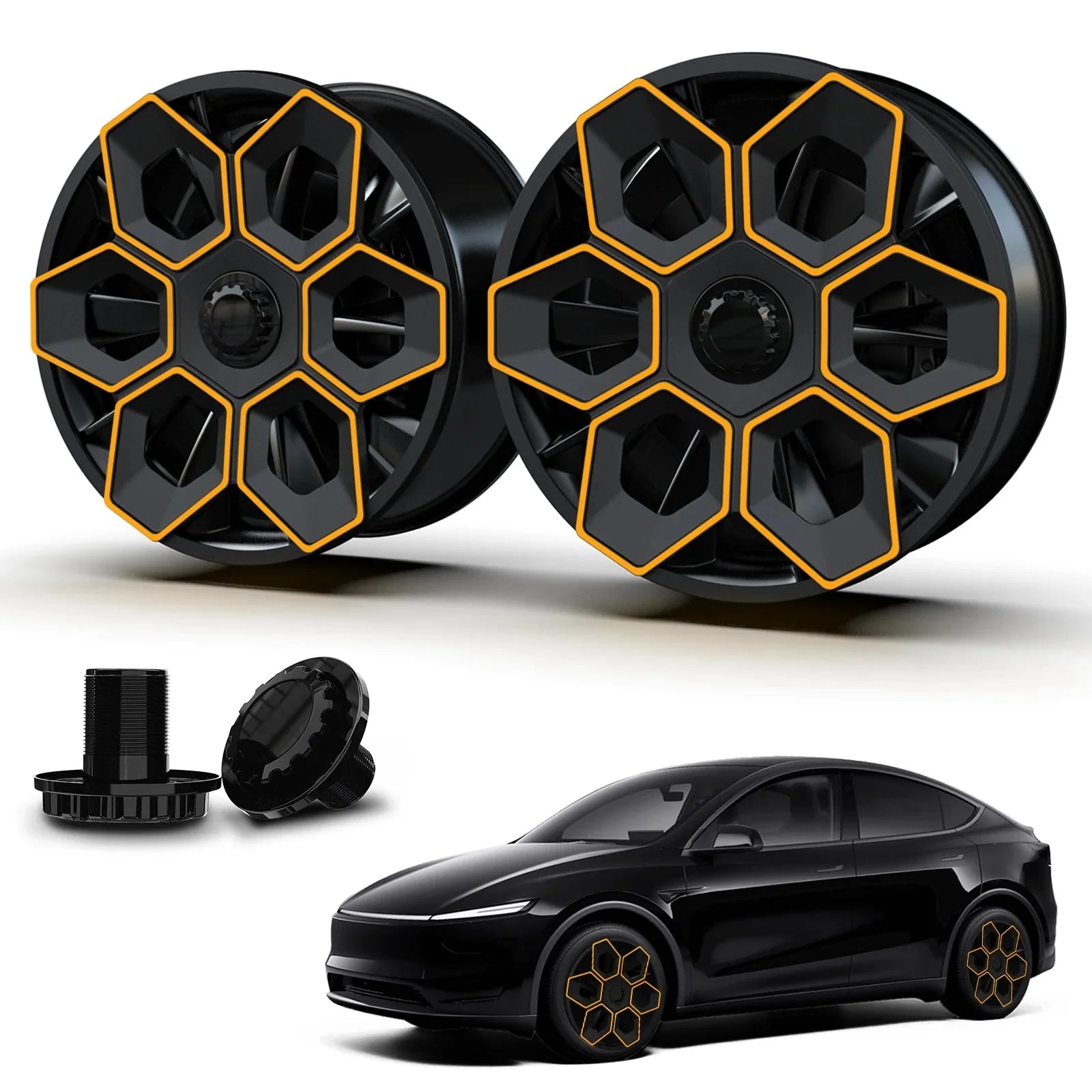 19 Wheel Covers for 2025+ Tesla Model Y Juniper | Center-Lock Vermilion Orange