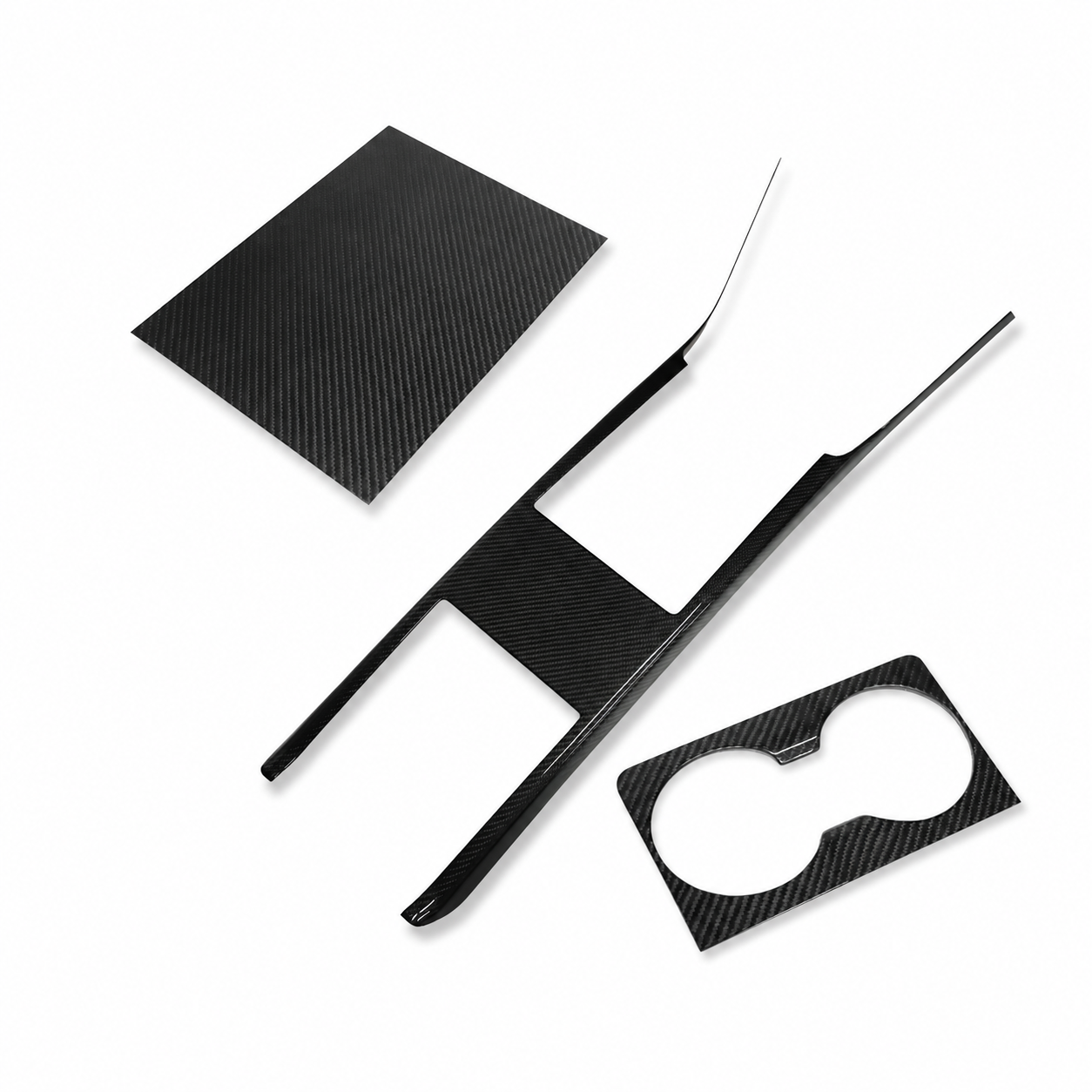 Dry Carbon Fiber Interior Trim Kit for Tesla Model S/X 2022-2025 Cup Holder + Center Console Cover + Center Console Side Covers