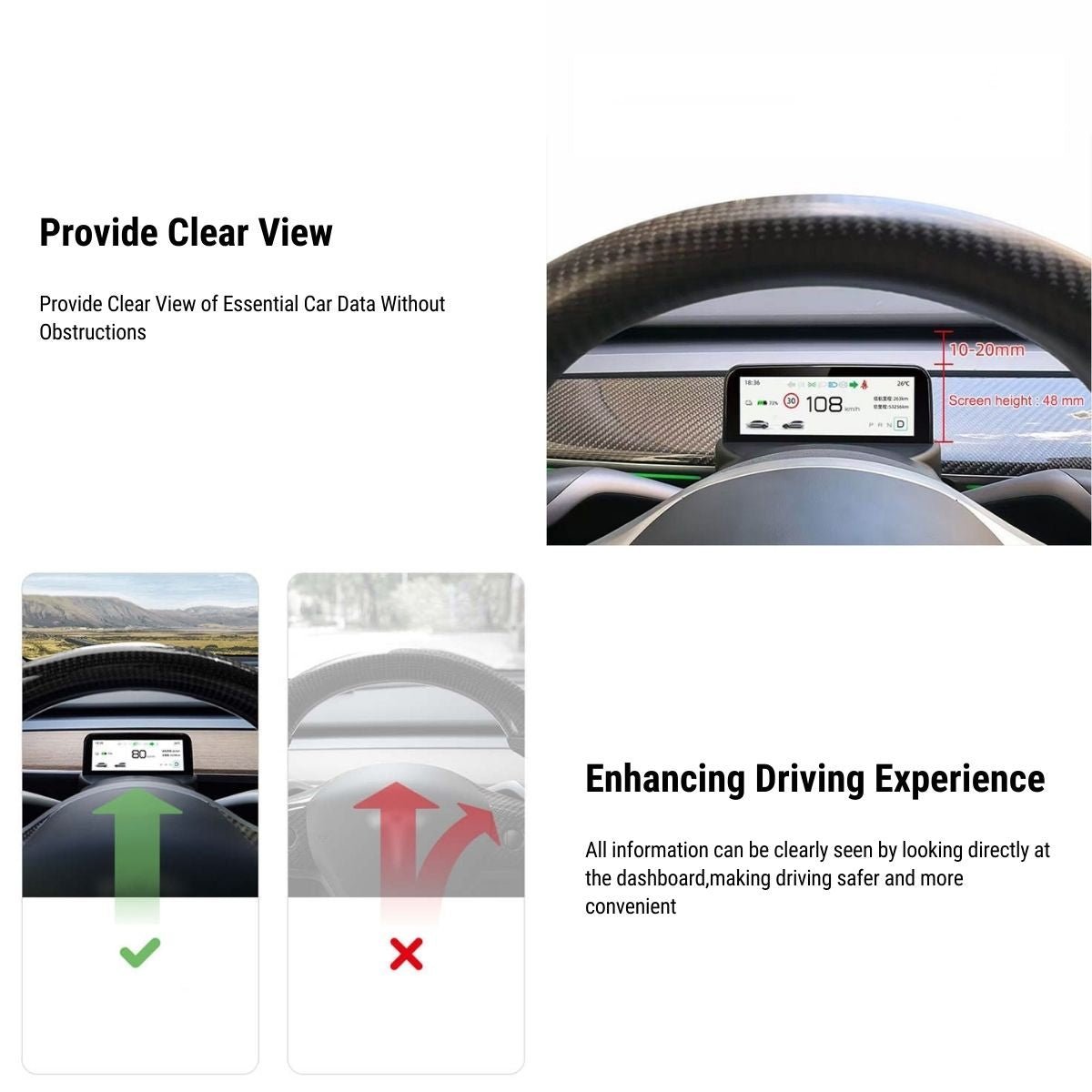 4.6'' Mini Display Screen for Tesla Model 3 / Y