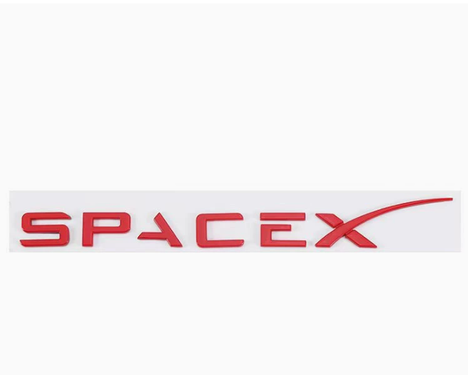 Tesla SpaceX Emblem – 3D Zinc Alloy Badge for Model S/3/X/Y Red
