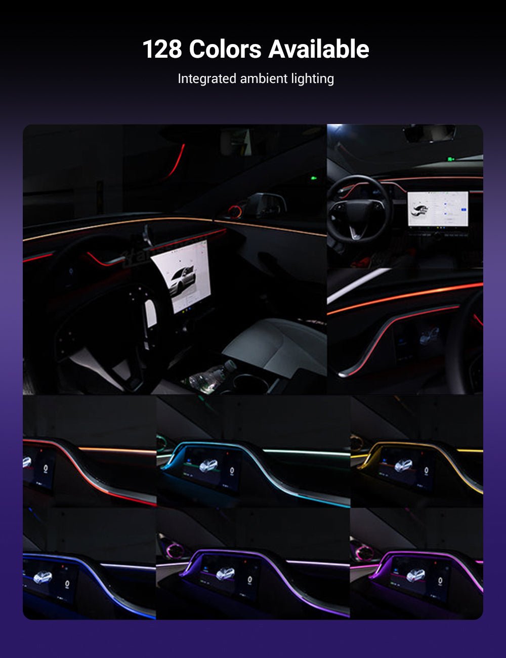 8.9'' Integrated Dashboard Display with Ambient Lighting for Tesla Model 3 / Y