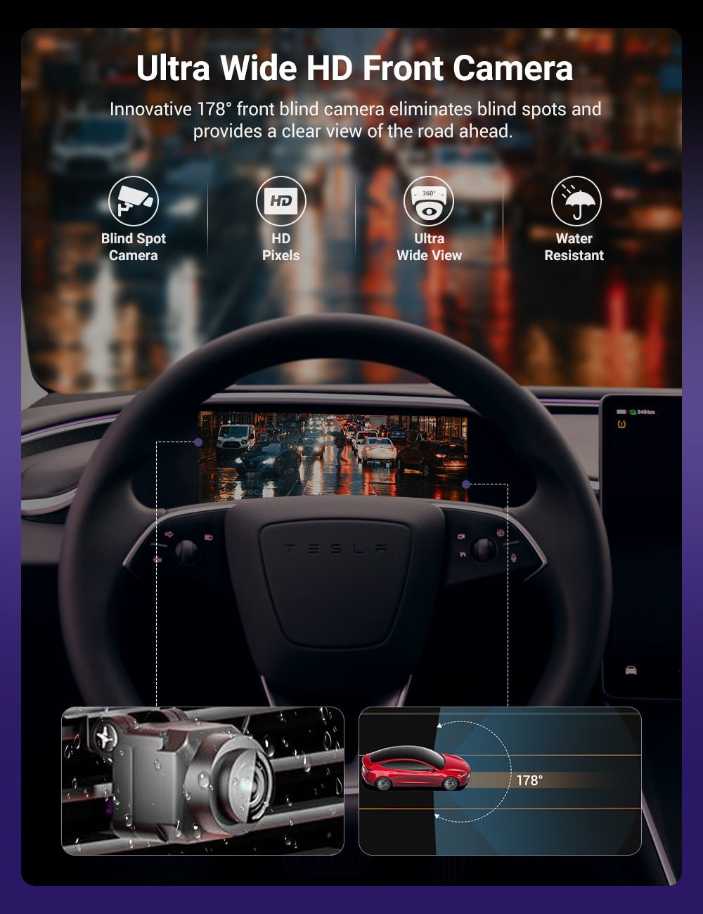 8.9'' Integrated Dashboard Display with Ambient Lighting for Tesla Model 3 / Y