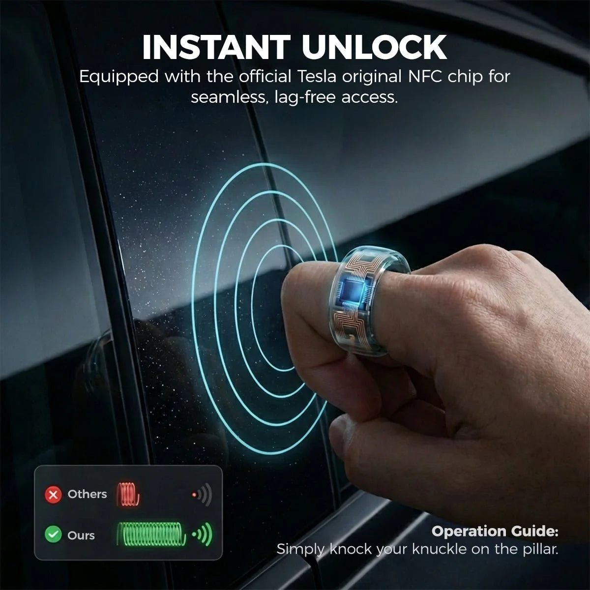 Custom Smart Ring Key for Tesla Model 3 / Y / S / X / Cybertruck
