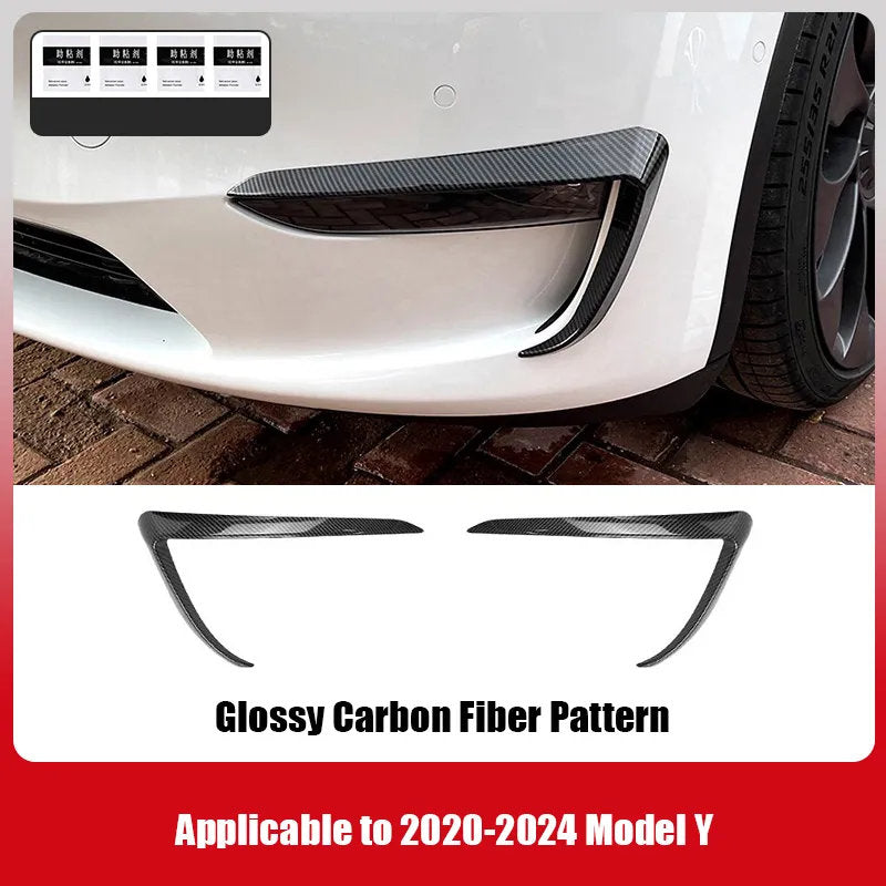 Fog Light Trim for Tesla Model 3/Y - High-Quality ABS with Carbon Fiber Finish Model Y (2020-2024) Glossy Carbon Fiber Pattern