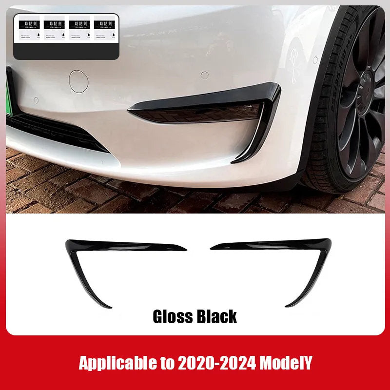 Fog Light Trim for Tesla Model 3/Y - High-Quality ABS with Carbon Fiber Finish Model Y (2020-2024) Glossy Black