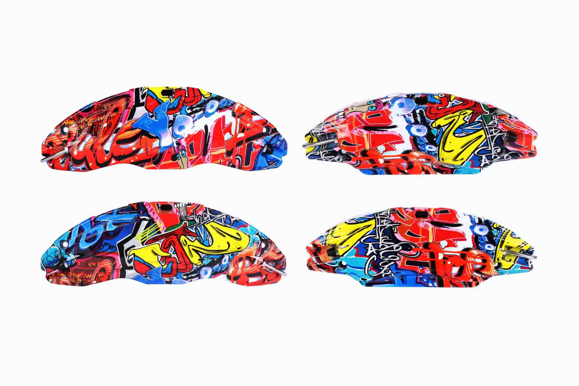 Graffiti-Printed Aerospace-Grade Aluminum Alloy Caliper Covers for Model 3/Y Cool Red
