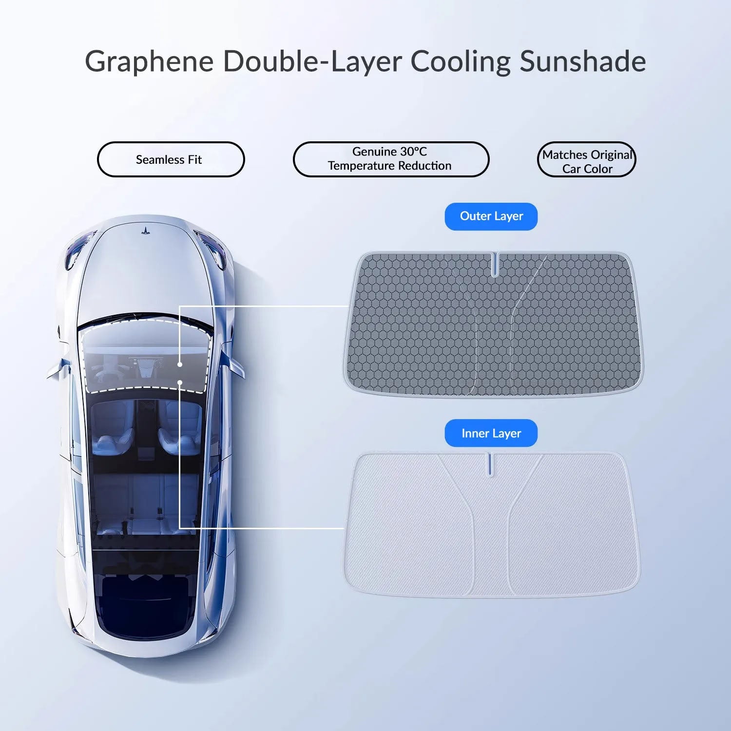 Graphene Sunshade for Tesla Model 3/Y Front Windshield