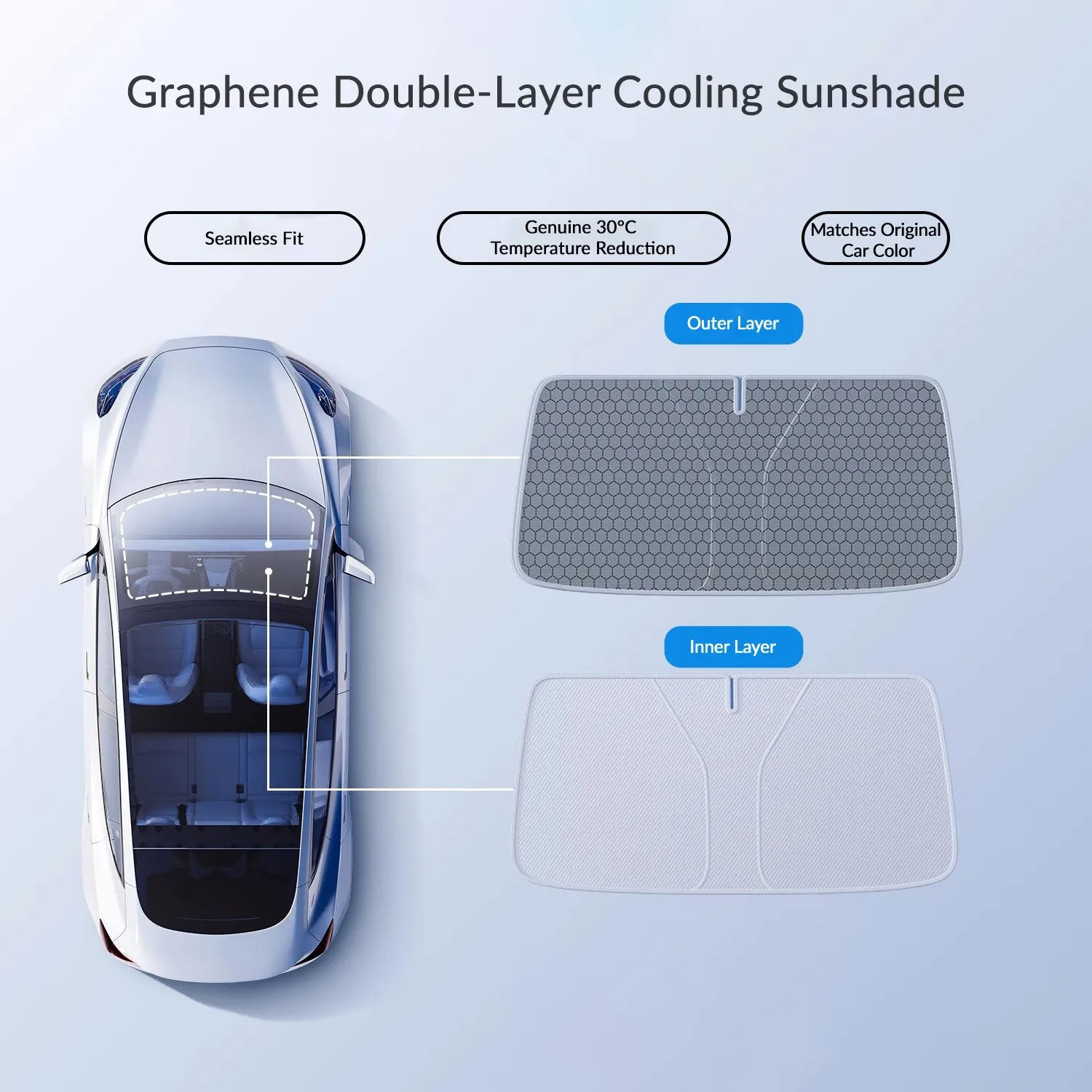 Graphene Sunshade for Tesla Model 3/Y Front Windshield