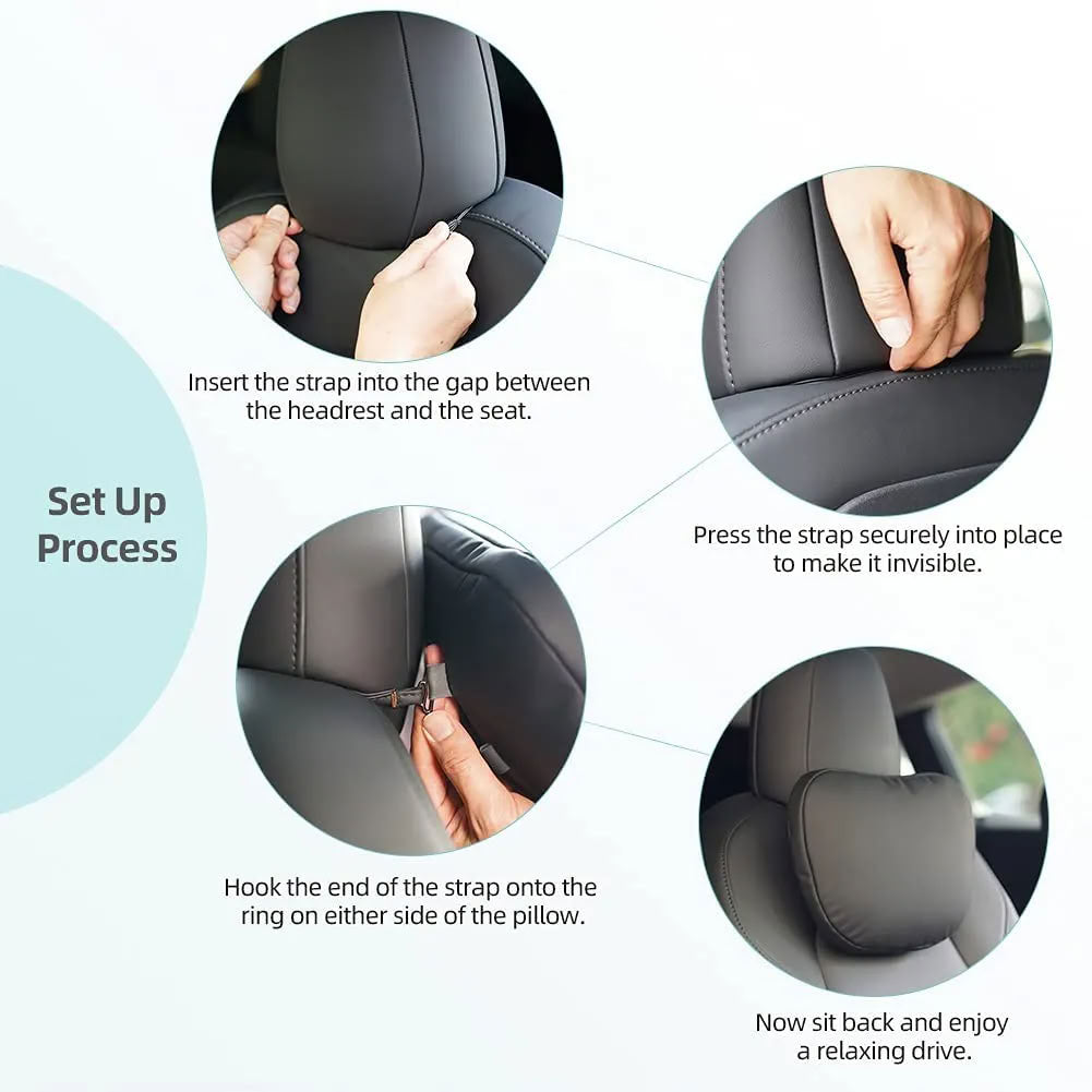 Nappa Leather Ergonomic Headrests for Tesla Model 3/Y/X/S