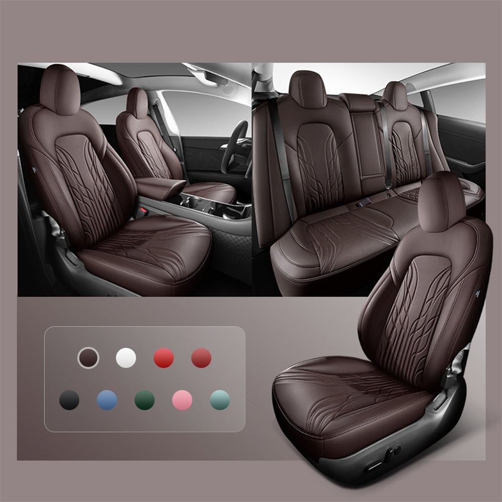 Nappa Leather Seat Covers for Model 3 Highland & Model Y Juniper Steady Brown