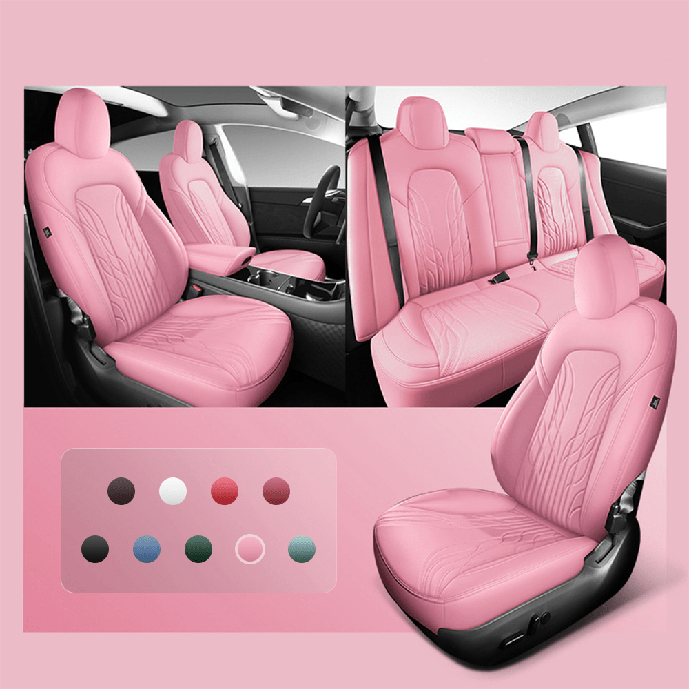 Nappa Leather Seat Covers for Model 3 Highland & Model Y Juniper Blush Pink