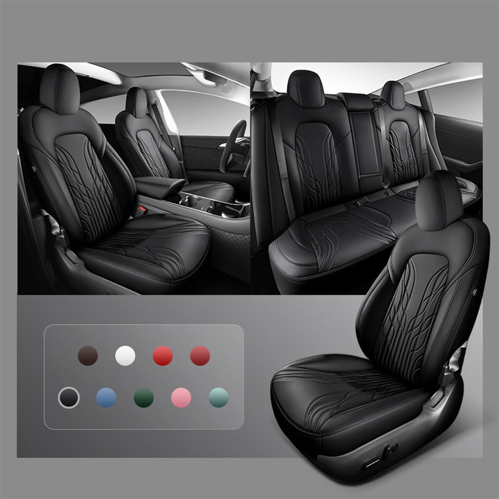 Nappa Leather Seat Covers for Model 3 Highland & Model Y Juniper Legendary Black