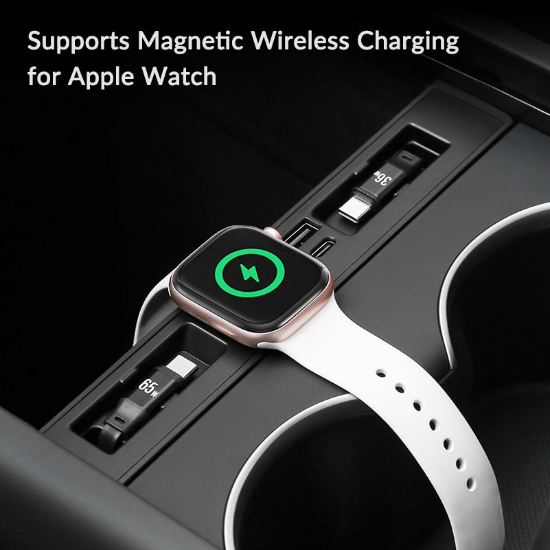 USB Hub with Built-in Apple Watch Wireless Charger for Tesla Model 3 Highland & Model Y Juniper
