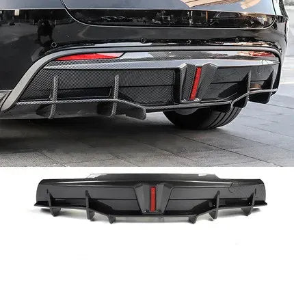 Rear Diffuser for Tesla Model Y with LED Lights Bright carbon fiber