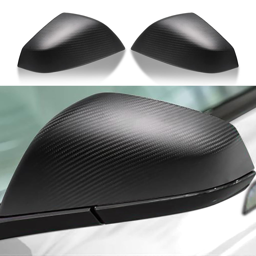 Tesla Model S/X Dry Carbon Fiber OEM-Style Side Mirror Covers Matte Carbon Fiber