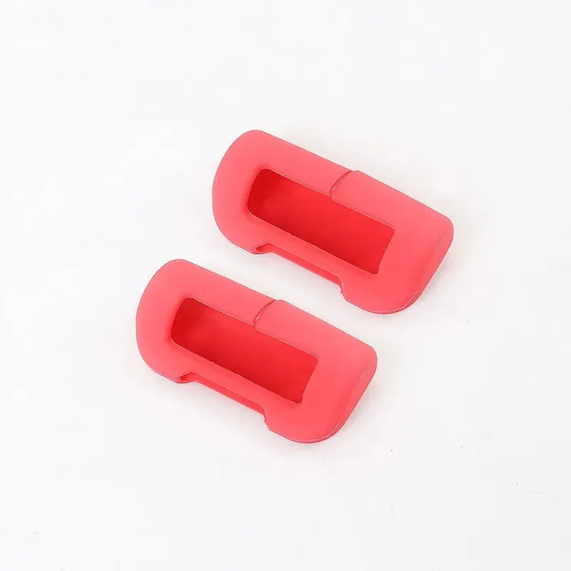 Silicone Seat Belt Buckle Protective Cover for Tesla Model S/3/X/Y Red 2 Pcs（Front row）