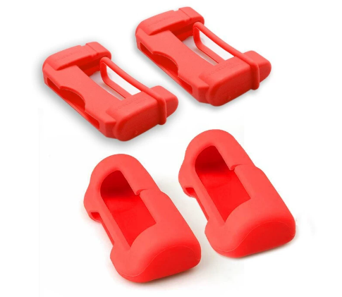 Silicone Seat Belt Buckle Protective Cover for Tesla Model S/3/X/Y Red 4 Pcs（Front row + back row）