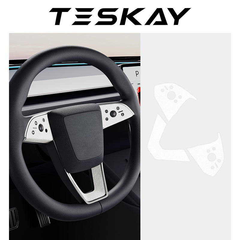 Steering Wheel Decoration Sticker for Tesla Model 3 Highland / Y Juniper White
