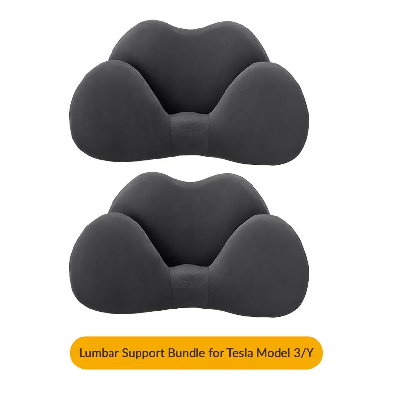 Suede Memory Foam Neck Pillow for Tesla Model 3/Y - Height Adjustable 2 Pcs Lumbar Support