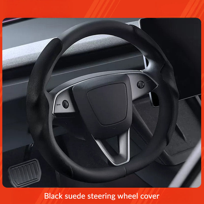 Suede Sport Steering Wheel Cover for Tesla Model 3 /Y Black