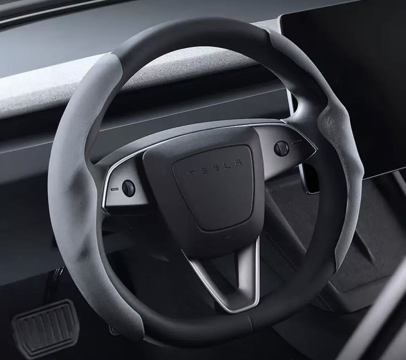Suede Sport Steering Wheel Cover for Tesla Model 3 /Y Grey