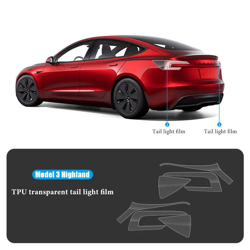 TPU HD Front and Rear Light Protective Film for Tesla Model 3 Highland 2024+ Transparent Film Tail Light Model 3 Highland