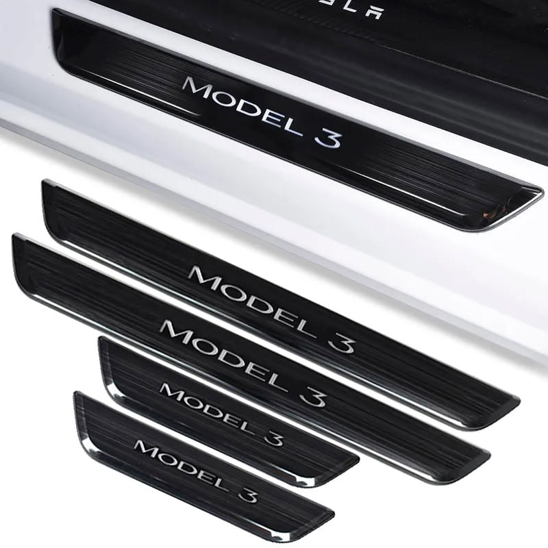 Tesla Model 3/Y Illuminated Door Sills Brushed Black